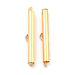 Honeyhandy 304 Stainless Steel Slide On End Clasp Tubes, Slider End Caps, Real 18K Gold Plated, 35x6x4mm, Hole: 3.5mm, Inner Diameter: 3mm