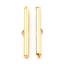 Honeyhandy 304 Stainless Steel Slide On End Clasp Tubes, Slider End Caps, Real 18K Gold Plated, 40x6x4mm, Hole: 3x1mm, Inner Diameter: 3.5mm