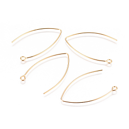 Honeyhandy 304 Stainless Steel Earring Hooks, with Horizontal Loop, Golden, 38.5x24.5x0.8mm, Hole: 2.3mm, Pin: 0.8mm