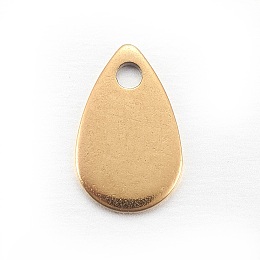 Honeyhandy Ion Plating(IP) Stainless Steel Charms, teardrop, Stamping Blank Tag, Golden, 8x5x0.6mm, Hole: 1.2mm