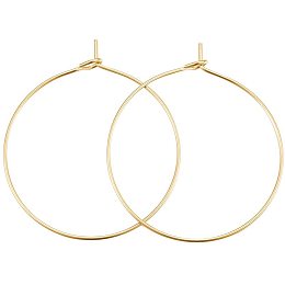 UNICRAFTALE 10 PCS Stainless Steel Wine Glass Charms Hoop Earrings Findings Round Beading Hoops Components for Jewelry Earrings Making, Golden