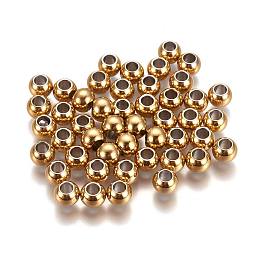 ARRICRAFT 304 Stainless Steel Spacer Beads, Round, Golden, 6x5mm, Hole: 3mm