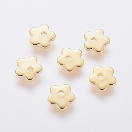 Honeyhandy 201 Stainless Steel Charms, Flower, Golden, 6x6x1mm, Hole: 1mm