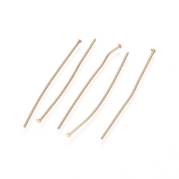 Honeyhandy 304 Stainless Steel Flat Head Pins, Real 24K Gold Plated, 23 Gauge, 35x0.6mm, Head: 1.4mm
