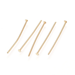 Honeyhandy 304 Stainless Steel Flat Head Pins, Real 24K Gold Plated, 23 Gauge, 20.3x0.6mm, Head: 1.4mm