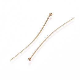 Honeyhandy 304 Stainless Steel Ball Head Pins, Real 24k Gold Plated, 40x0.6mm, 22 Gauge, Head: 1.8mm