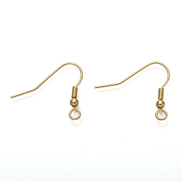 Honeyhandy 304 Stainless Steel Earring Hooks, Ear Wire, with Horizontal Loop, Real 18K Gold Plated, 23.5x19.5mm, Hole: 2mm, Pin: 0.7mm