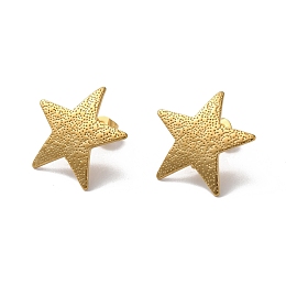 Honeyhandy 304 Stainless Stud Earring Findings, with Vertical Loops, Golden, Star, 22x22mm, Hole: 2.5mm, Pin: 0.8mm