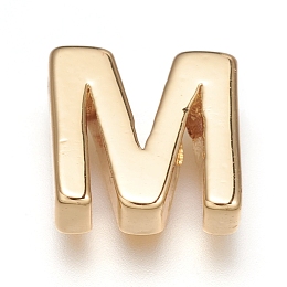 Honeyhandy Brass Charms, Long-Lasting Plated, Real 18K Gold Plated, Letter.M, M: 8.5x8.5x3mm, Hole: 1.5mm