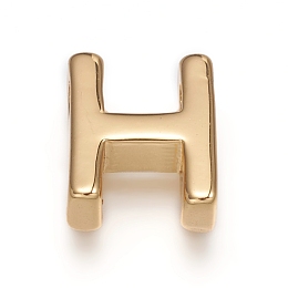 Honeyhandy Brass Charms, Long-Lasting Plated, Letter, Letter.H, H: 8.5x7x3mm, Hole: 1.5mm