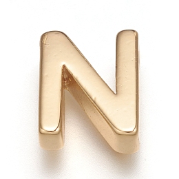 Honeyhandy Brass Charms, Long-Lasting Plated, Letter, Letter.N, N: 8.5x7x3mm, Hole: 1.2mm