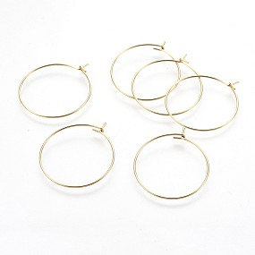 Honeyhandy 316 Surgical Stainless Steel Hoop Earring Findings, Wine Glass Charms Findings, Golden, 20~21 Gauge, 28~28.9x24.5~24.9x0.7~0.8mm