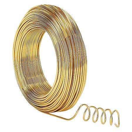 NBEADS 1 Roll 12 Gauge Aluminum Wire, 55m Gold Aluminum Modelling Craft Wire for Jewelry Craft Modelling Making Armatures and Sculpture, 2mm in Diameter