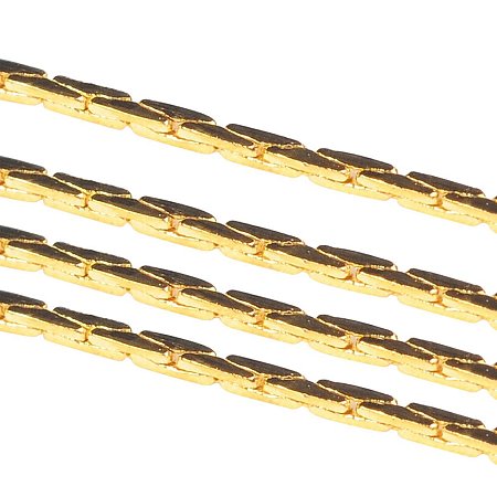NBEADS 92m Brass Coreana Chains, Come On Reel, Golden, 0.9x0.6mm; about 92m/roll