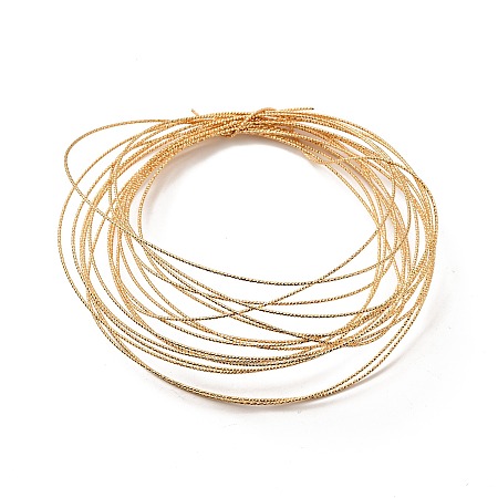 Copper Wire for Jewelry Making, Textured Round, Real 18K Gold Plated, 18 Gauge, 1mm, about 16.40 Feet(5m)/Strand