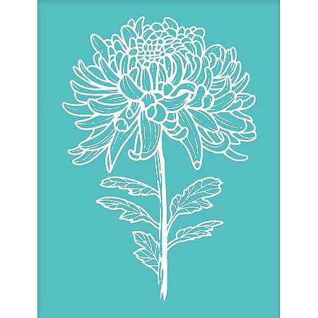 OLYCRAFT 2pcs Self-Adhesive Silk Screen Printing Stencil Reusable Chrysanthemum Pattern Stencils for Painting on Wood Fabric T-Shirt Bags Wall and Home Decorations - 7.7x5.5 Inch