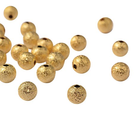 NBEADS 500Pcs Brass Stardust Beads, Golden Color, About 6mm, Hole: 1mm