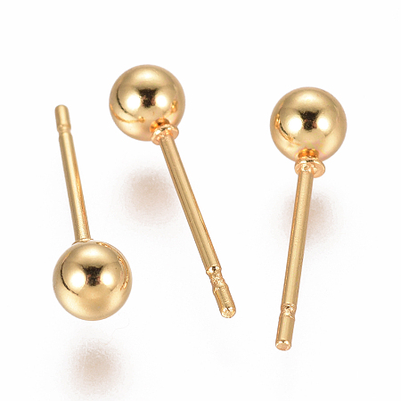 Honeyhandy 304 Stainless Steel Ball Stud Earrings, Hypoallergenic Earrings, Golden, 15x4mm, Pin: 0.7mm