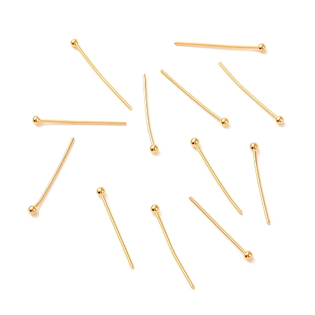 Honeyhandy Brass Ball Head Pins, Real 18K Gold Plated, 21x2mm, Pin: 0.7mm, 21 Gauge, Head: 2mm