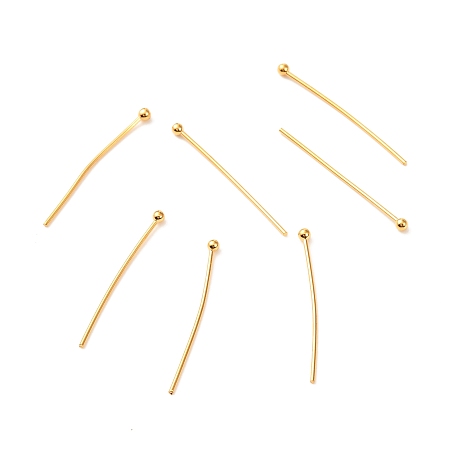 Honeyhandy Brass Ball Head Pins, Real 18K Gold Plated, 27.5x2mm, Pin: 0.7mm, 21 Gauge, Head: 2mm