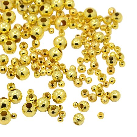 NBEADS 200g Iron Spacer Beads, Round, Golden, 2~5mm, Hole: 1~2mm