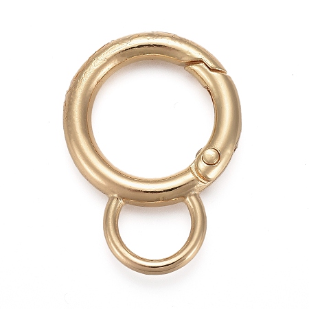 Honeyhandy Alloy Spring Gate Ring, with Loop, Circle Key Rings, for Handbag Ornaments Decoration, Cadmium Free & Lead Free, Golden, 33x24x3.5mm, Hole: 9x7mm