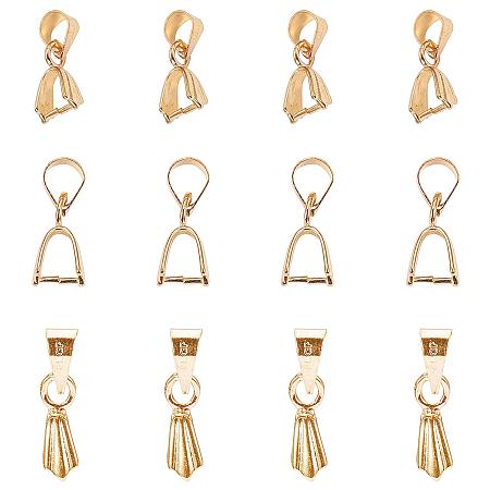 ARRICRAFT About 100 Pieces Brass Pinch Clip Bail Clasp Dangle Charm Bead Pendant Connector Findings Length 15x5mm for Jewelry Making Golden
