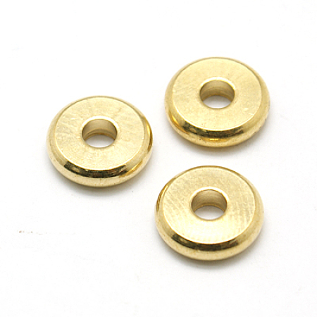 Honeyhandy Brass Spacer Beads, Disc, Golden, 10x2.5mm, Hole: 2.5mm