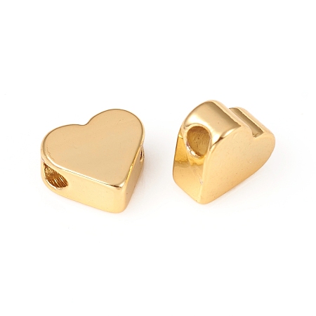 Honeyhandy Brass Beads, Heart, Long-Lasting Plated, Golden, 6.5x6.5x3mm, Hole: 1.5mm