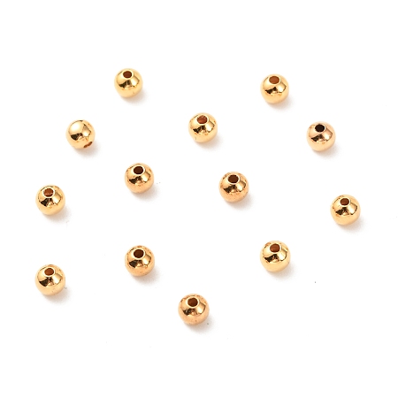 Honeyhandy Brass Beads, Long-Lasting Plated, Round, Real 18K Gold Plated, 4mm, Hole: 1mm