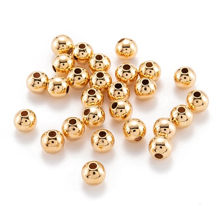ARRICRAFT Brass Beads, Long-Lasting Plated, Round, Real 18K Gold Plated, 5mm, Hole: 1.5mm