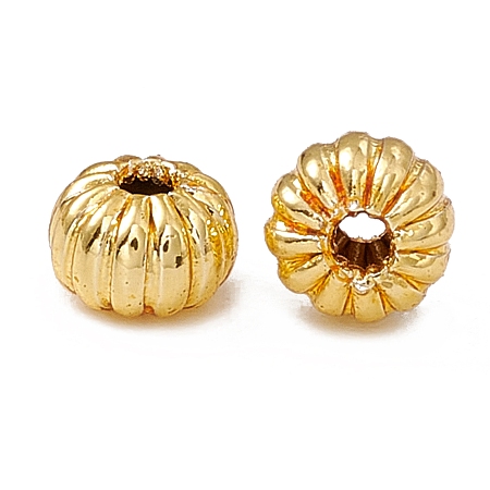 Honeyhandy Rack Plating Brass Beads, Long-Lasting Plated, Pumpkin, Real 18K Gold Plated, 4x3mm, Hole: 1mm