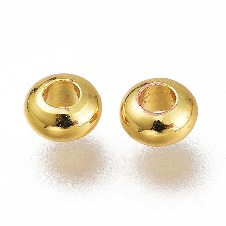 Honeyhandy Brass Spacer Beads, Long-Lasting Plated, Disc, Golden, 3.2x1.6mm, Hole: 1.4mm