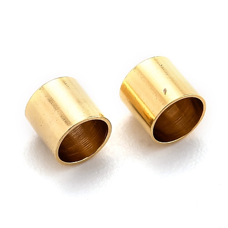 Honeyhandy Brass Cord End, End Caps Long-Lasting Plated, Column, Real 24K Gold Plated, 5x4.5mm, Hole: 1.2mm, Inner Diameter: 4mm