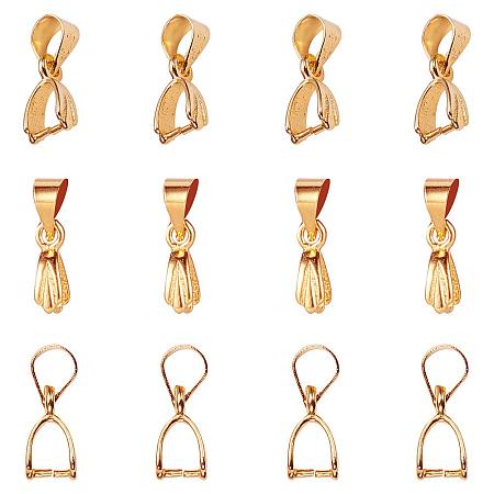 ArriCraft About 100 Pieces Brass Pinch Clip Bail Clasp Dangle Charm Bead Pendant Connector Findings Length 12mm for Jewelry Making Golden