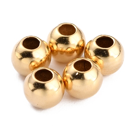 Honeyhandy Brass Spacer Beads, Long-Lasting Plated, Round, Real 24K Gold Plated, 4x3.5mm, Hole: 1.6mm