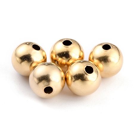 Honeyhandy Brass Beads, Long-Lasting Plated, Round, Real 24K Gold Plated, 8mm, Hole: 1.8mm