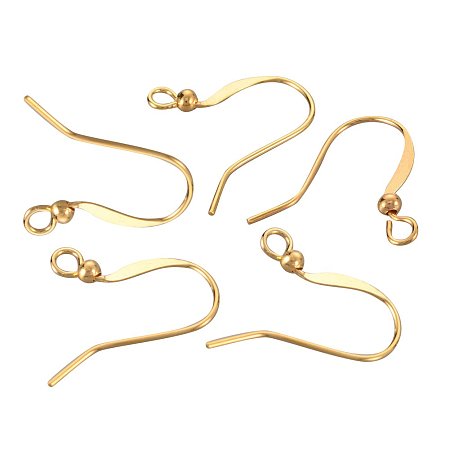 NBEADS 1000 Pcs Brass Earring Hooks Beads, Golden, 15mm, Hole: 2mm