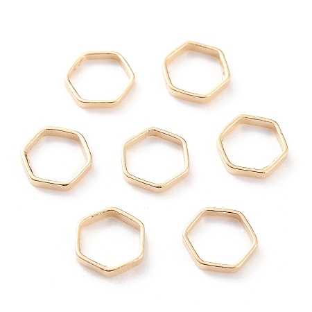 Honeyhandy Brass Linking Rings, Long-Lasting Plated, Hexagon, Real 24K Gold Plated, 7x6x1mm, Inner Diameter: 5x5mm