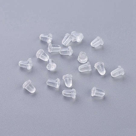 Honeyhandy Plastic Ear Nuts, Earring Backs, Clear, 5x4mm, Hole: 0.7mm