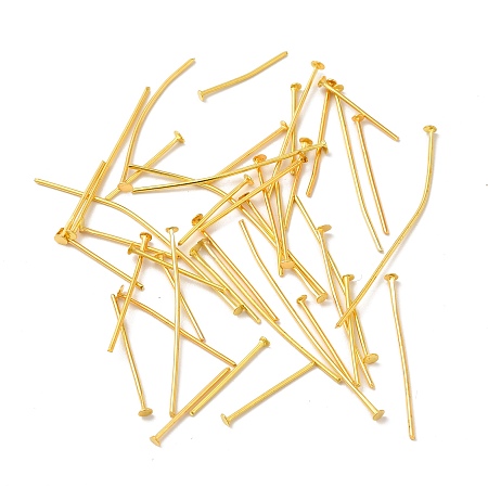 Honeyhandy Iron Flat Head Pins, Golden Color, Size: about 1.6cm~5.0cm long, 0.7mm thick(21 Gauge), Head: 2mm