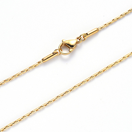 Honeyhandy Vacuum Plating 304 Stainless Steel Coreana Chain Necklace, with Lobster Claw Clasp, Golden, 19.68 inch(50cm)x0.9mm