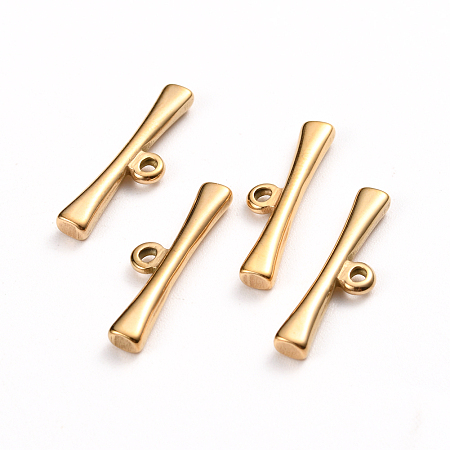 Honeyhandy Ion Plating(IP) 304 Stainless Steel Toggle Clasps Parts, Bar, Golden, 21x6x2.5mm, Hole: 1.5mm