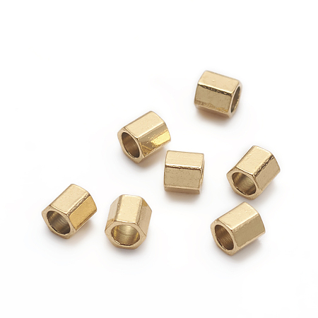 Honeyhandy Ion Plating(IP) 304 Stainless Steel Spacer Beads, Hexagon, Golden, 2.1x2.1x2mm, Hole: 1.4mm