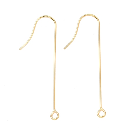 Honeyhandy 316 Surgical Stainless Steel Earring Hooks, with Horizontal Loops, Golden, 40mm, Hole: 1.8mm, Pin: 0.7mm