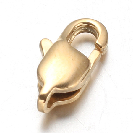 Honeyhandy Ion Plating(IP) 304 Stainless Steel Lobster Claw Clasps, Golden, 13x7x3.5mm, Hole: 1mm
