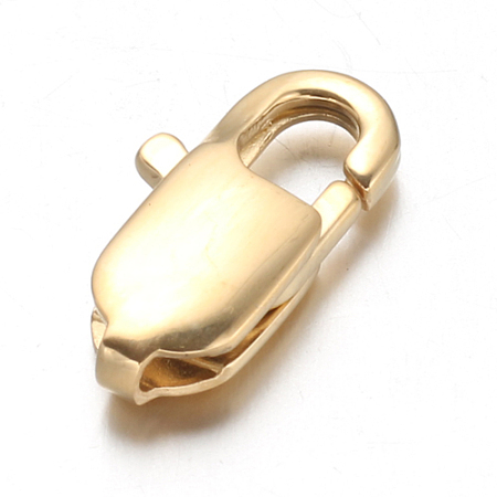 Honeyhandy Ion Plating(IP) 304 Stainless Steel Lobster Claw Clasps, Real 18k Gold Plated, 16x8x4mm, Hole: 1x1.5mm