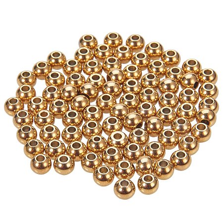 NBEADS 100 Pcs 6mm 304 Stainless Steel Smooth Round Metal Spacer Beads Loose Beads DIY Jewelry Making Findings