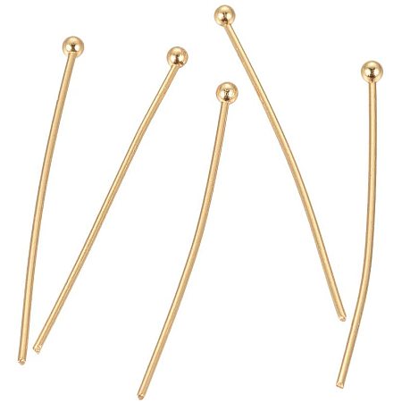 CHGCRAFT 304 Stainless Steel Ball Head Pins Metal End Headpins Findings for Jewelry Beading Dangle Earring Making, Golden