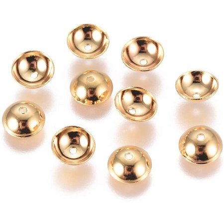 UNICRAFTALE 500pcs Golden Apetalous Bead Caps Stainless Steel Bead Caps 0.8mm Hole Half Round Bead Cone End Caps for DIY Jewelry Making and Crafting 6x2mm